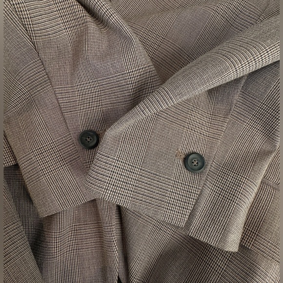 Zara Basic Plaid Brown Blazer Tailored Jacket One Button Size 10 US - Picture 6 of 8